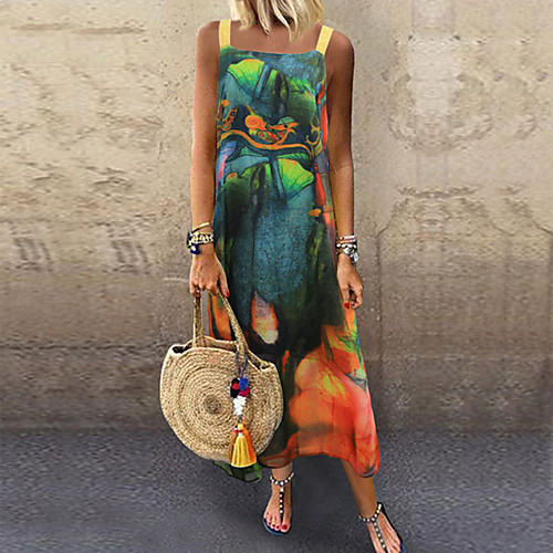 

Women's Green Dress Vintage Style Daily Chiffon Color Block M L