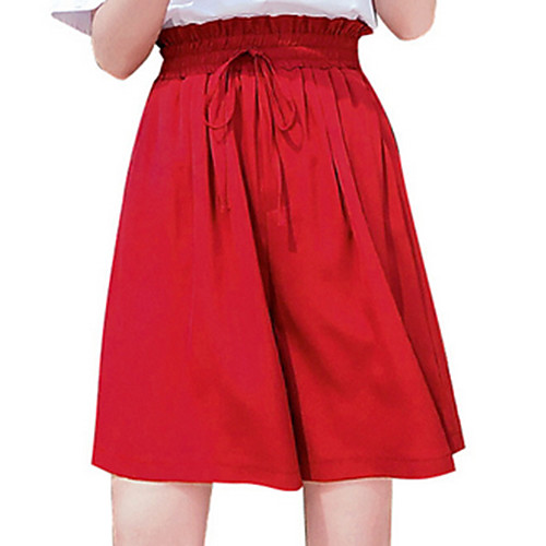 

Women's Basic Shorts Pants - Solid Colored Red Black Light Green S M L