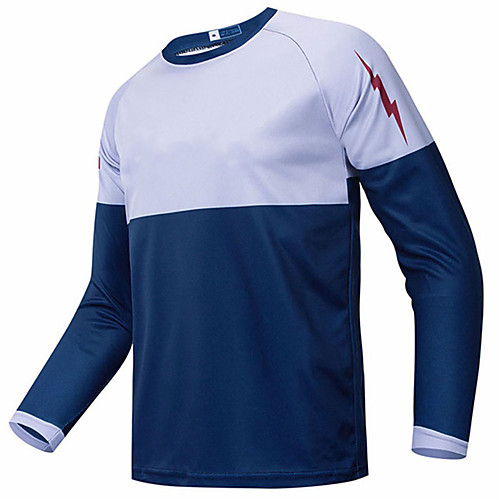 

21Grams Men's Long Sleeve Cycling Jersey Downhill Jersey Dirt Bike Jersey 100% Polyester Blue / White Patchwork Bike Jersey Top Mountain Bike MTB Road Bike Cycling UV Resistant Breathable Quick Dry