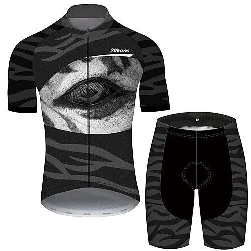 

21Grams Men's Short Sleeve Cycling Jersey with Shorts Black / White Animal Bike Clothing Suit UV Resistant Breathable Quick Dry Sweat-wicking Sports Animal Mountain Bike MTB Road Bike Cycling