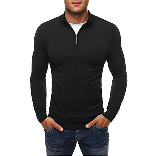 

Men's Solid Colored Long Sleeve Pullover Sweater Jumper, Stand / Shirt Collar Winter Black / Navy Blue / Gray US38 / UK38 / EU46 / US40 / UK40 / EU48 / US42 / UK42 / EU50