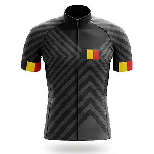 

21Grams Men's Short Sleeve Cycling Jersey Black Bike Jersey Top Mountain Bike MTB Road Bike Cycling UV Resistant Breathable Quick Dry Sports Clothing Apparel / Stretchy