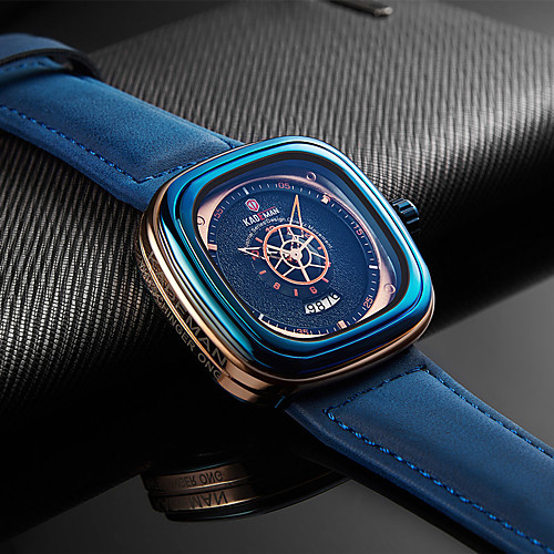 

Men's Sport Watch Quartz Stylish Genuine Leather Black / Brown / Pool 30 m Water Resistant / Waterproof Day Date Analog Fashion - Golden / Brown BlackGloden Blue One Year Battery Life