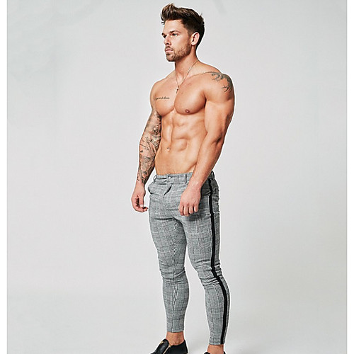 

Men's Basic Chinos Pants - Plaid / Checkered Gray US38 / UK38 / EU46 US40 / UK40 / EU48 US42 / UK42 / EU50