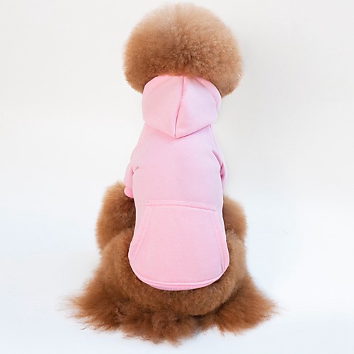 

Dog Hoodie Sweatshirt Fleece Hoodie Winter Dog Clothes Red Pink Orange Costume Baby Small Dog Down Cotton Solid Colored Casual / Daily XS S M L XL XXL