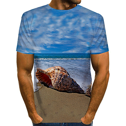 

Men's Plus Size Color Block Rainbow Print T-shirt Basic Exaggerated Daily Weekend Round Neck Blue / Short Sleeve