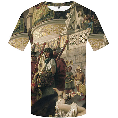 

Men's Daily Sports Basic / Street chic T-shirt - 3D / Graphic Print Beige