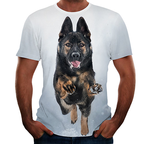 

Men's Going out Weekend Basic T-shirt - Color Block / 3D / Animal Brown