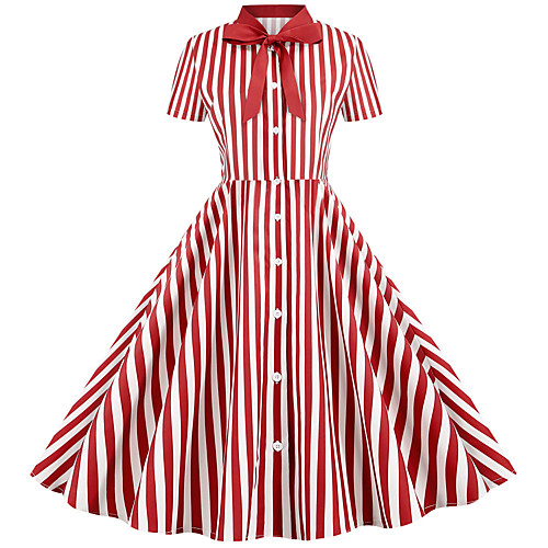 

Women's Red Black Dress Vintage Style Sexy Daily Going out Sheath Swing Striped Print Print Basic S M