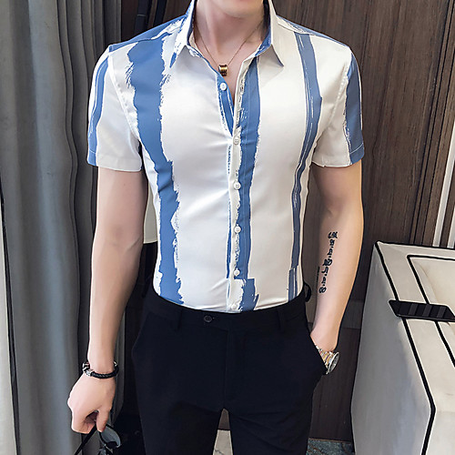 

Men's Daily Going out Basic / Elegant Shirt - Solid Colored Black