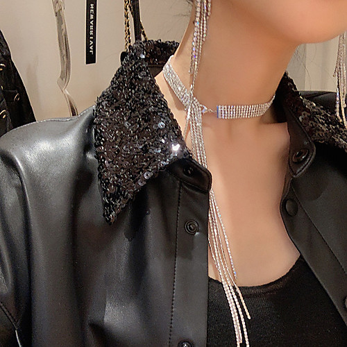 

Women's Choker Necklace Necklace Tassel European Chrome Imitation Diamond Silver 2824 cm Necklace Jewelry 1pc For Wedding Party Evening Formal Street Festival