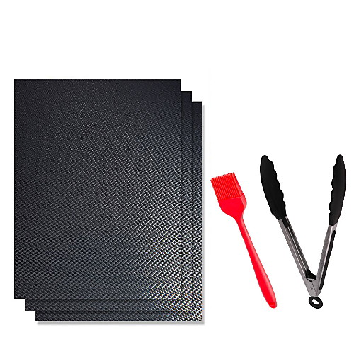 

3 PCs Outdoor Bbq Barbecue Mat Fiberglass Non-stick High Temperature Resistant Black Barbecue Mat Suit One Generation