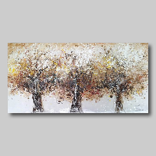 

Oil Painting Hand Painted - Abstract Comtemporary Modern Stretched Canvas Brown Trees