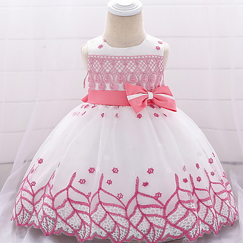 

Ball Gown Floor Length Wedding / Party Flower Girl Dresses - Lace / Tulle Sleeveless Jewel Neck with Embroidery