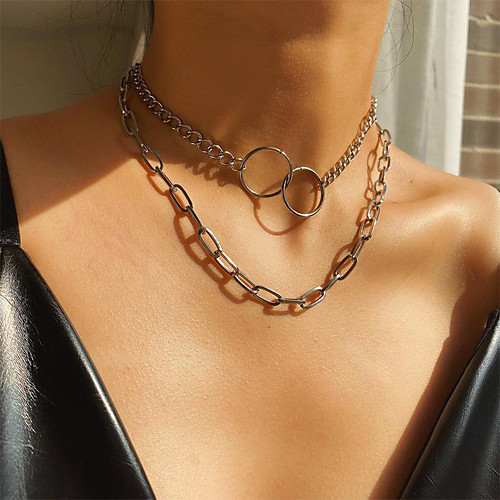 

Women's Chain Necklace Necklace Classic Lucky Simple Classic Trendy Fashion Chrome Silver 41 cm Necklace Jewelry 2pcs For Masquerade Street Birthday Party Beach Festival