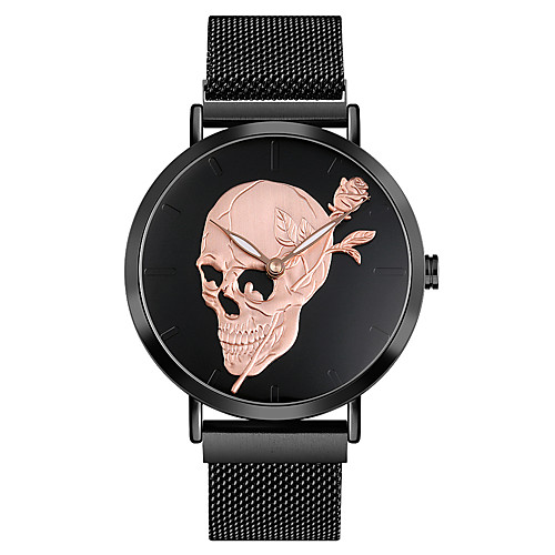 

SKMEI Men's Steel Band Watches Quartz Modern Style Stylish Stainless Steel Black / Rose Gold 30 m Water Resistant / Waterproof New Design Noctilucent Analog Mesh Skull - BlackGloden WhiteGold Gold