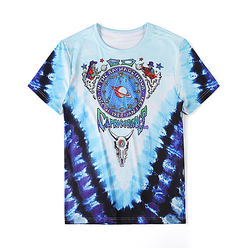 

Men's Daily Weekend Basic T-shirt - 3D / Tie Dye Print Light Blue