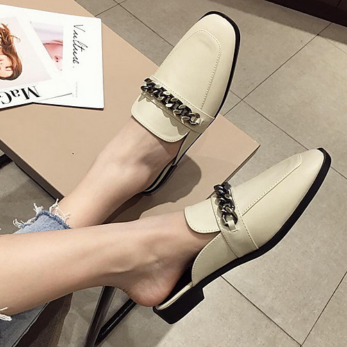 

Women's Clogs & Mules Flat Heel Round Toe PU Spring & Summer Almond / Black