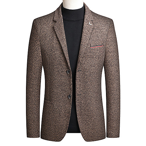 

Men's Blazer, Solid Colored Notch Lapel Polyester Khaki / Dark Gray