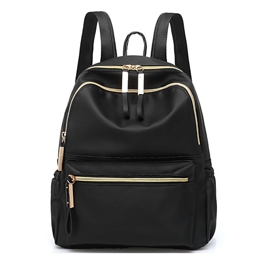 

Large Capacity Oxford Cloth Polyester Zipper Commuter Backpack Solid Color Daily Black