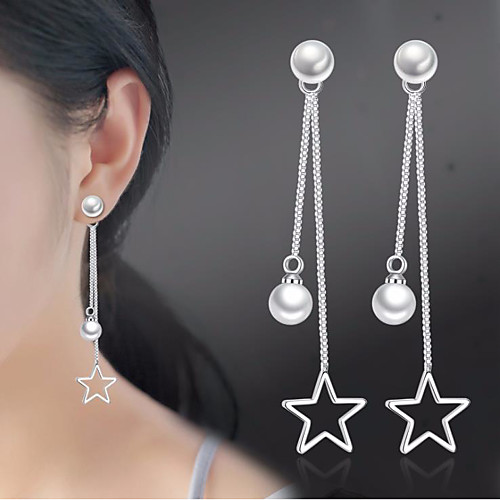 

Women's Hoop Earrings Earrings Classic Fashion Punk Trendy Romantic Sweet Cute Imitation Pearl Earrings Jewelry Silver For Gift Date Street Birthday Festival 1 Pair