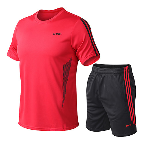 

Men's Daily Sports Basic Set - Color Block / Letter Red