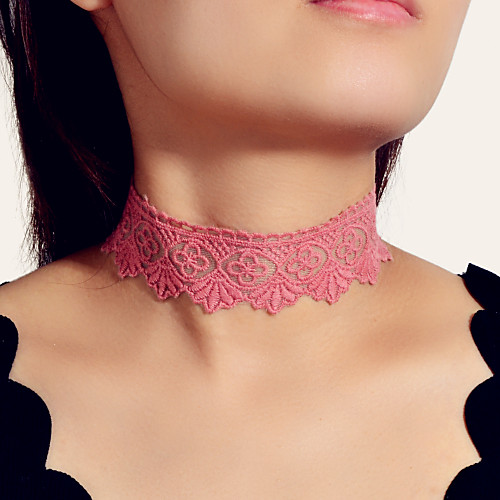 

Women's Necklace Retro Pink Ribbon Flower Shape Elegant Trendy Romantic Rock Fabric Red 40 cm Necklace Jewelry 1pc For Party Evening Masquerade Prom Beach Festival