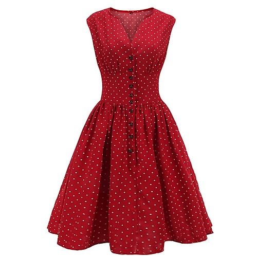 

Women's Wine Orange Dress A Line Polka Dot S M