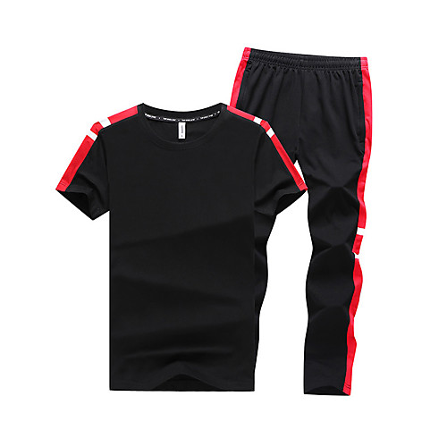 

Men's Daily Sports Set - Color Block / Solid Colored Red