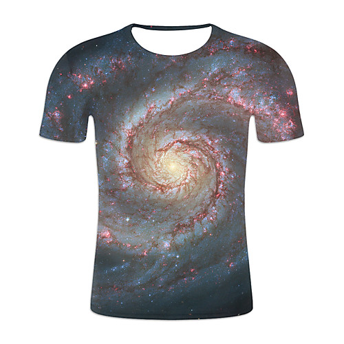 

Men's Daily Weekend Basic / Exaggerated T-shirt - Galaxy / Color Block / 3D Rainbow