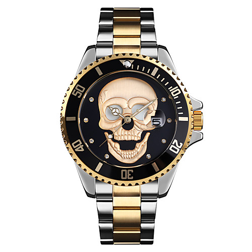 

Men's Steel Band Watches Quartz Stylish Stainless Steel Silver / Gold 30 m Water Resistant / Waterproof Noctilucent Cool Analog Skull Halloween - Red Blue Black One Year Battery Life