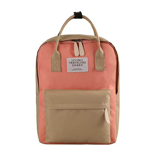

Large Capacity Polyester Oxford Zipper Commuter Backpack Color Block Daily Red / Green / Black