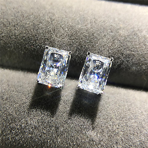 

4 carat Synthetic Diamond Earrings Alloy For Women's Square Cut Stylish Luxury Classic Elegant Wedding Party Evening Formal High Quality Classic 1 Pair