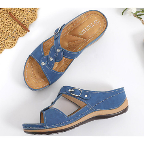 

Women's Sandals Flat Heel Open Toe PU Summer Pink / Blue / Brown