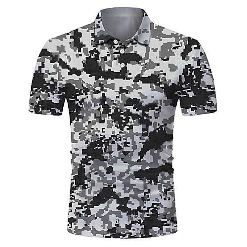 

Men's Club Weekend Rock / Military Polo - Color Block / 3D / Camo / Camouflage Print Gray