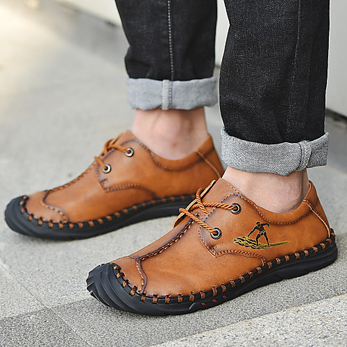 

Men's Leather Spring & Summer / Fall & Winter Classic / British Oxfords Walking Shoes Breathable Khaki / Brown / Black