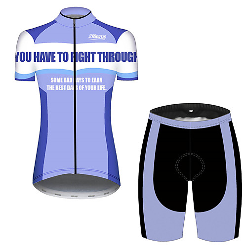 

21Grams Women's Short Sleeve Cycling Jersey with Shorts Blue / White Patchwork Novelty Bike Clothing Suit Breathable Quick Dry Ultraviolet Resistant Sweat-wicking Sports Solid Color Mountain Bike MTB