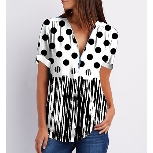 

Women's Daily T-shirt - Polka Dot White