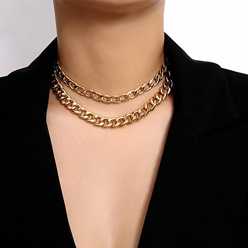 

Women's Chain Necklace Necklace Retro Lucky Classic Vintage Trendy Rock Chrome Gold 41 cm Necklace Jewelry 2pcs For Anniversary Street Birthday Party Beach Festival