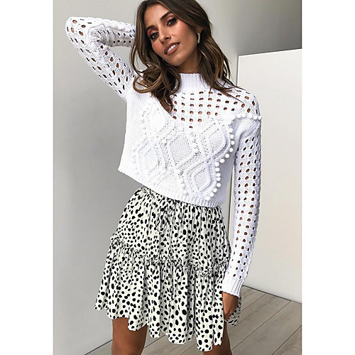 

Women's A Line Skirts - Polka Dot White Black S M L