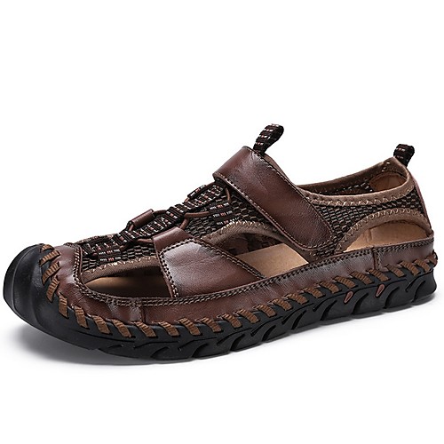 

Men's Cowhide Summer Sandals Non-slipping Light Brown / Brown / Black