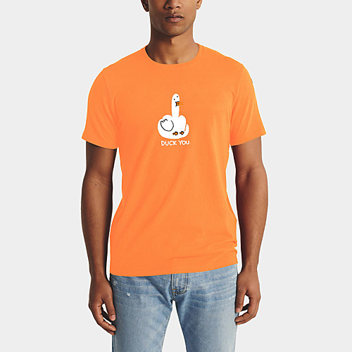

Men's Daily Sports Business / Basic T-shirt - Solid Colored / Animal / Letter Black & White, Print Yellow