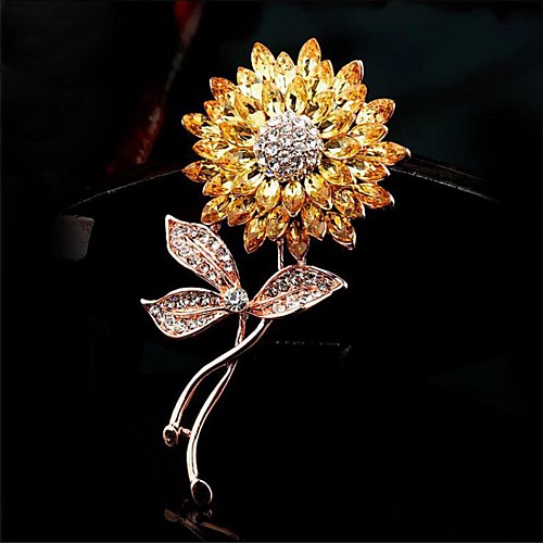 

Women's Cubic Zirconia Brooches Classic Sunflower Stylish Simple Classic Brooch Jewelry Gold For Party Gift Daily Work Festival