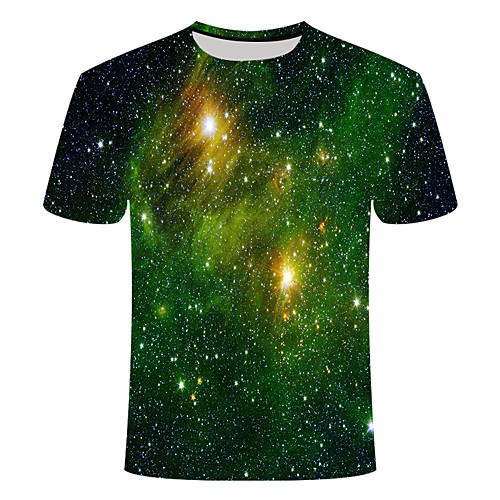 

Men's Daily Going out Basic T-shirt - Polka Dot / Galaxy / 3D Print Green