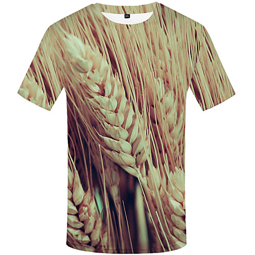 

Men's Daily Sports Basic / Street chic T-shirt - 3D / Graphic Print Beige