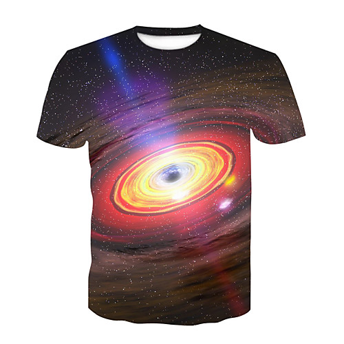 

Men's Daily Sports Basic T-shirt - Galaxy / Color Block / 3D Print Rainbow