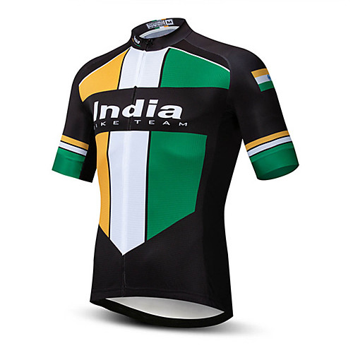 

21Grams Men's Short Sleeve Cycling Jersey Black / Green National Flag Bike Jersey Top Mountain Bike MTB Road Bike Cycling UV Resistant Breathable Quick Dry Sports Clothing Apparel / Stretchy
