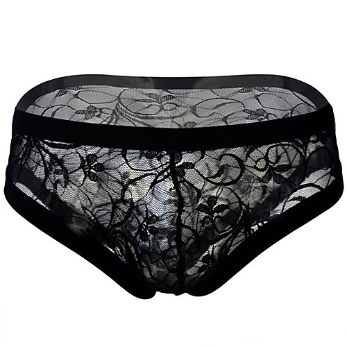 

Men's Lace / Mesh Boxers Underwear - Normal Low Waist Red Black One-Size