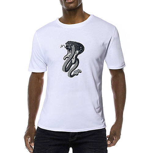 

Men's Daily Sports Business / Basic T-shirt - Solid Colored / Animal Black & White, Print Yellow