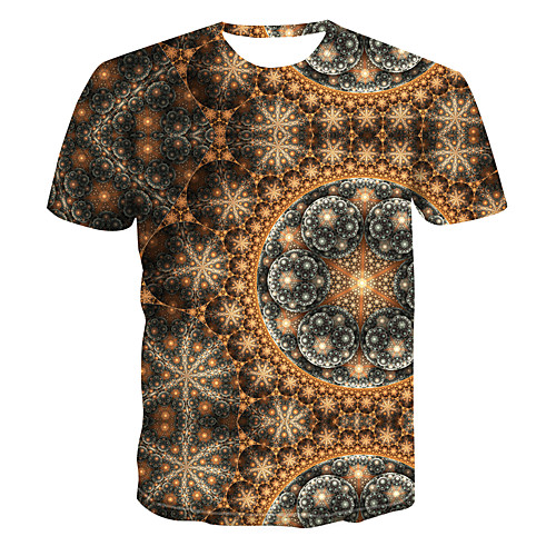 

Men's Club Weekend Street chic / Punk & Gothic T-shirt - Color Block / 3D / Abstract Print Light Brown